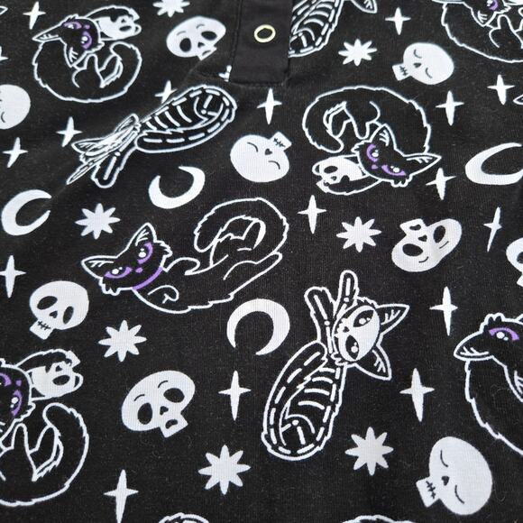 Killstar purr off pajamas top black Gothic size M - Picture 6 of 7
